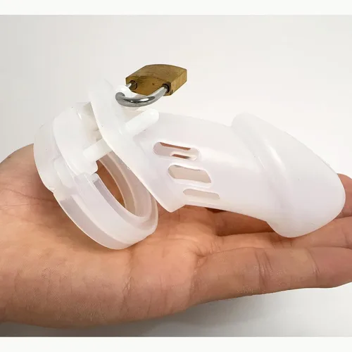 Vista 6 de Jaula de silicona para pene, dispositivo de castidad para ejercicio de pene masculino (negro, A122)