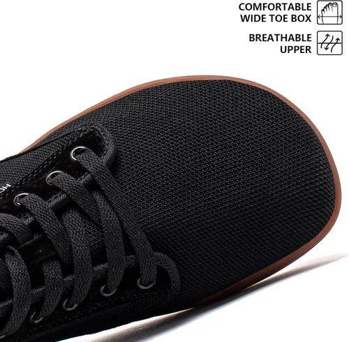Vista 2 de HOBIBEAR - Zapatillas minimalistas descalzas para hombre y mujer, suela plana, ancho tenis de moda.