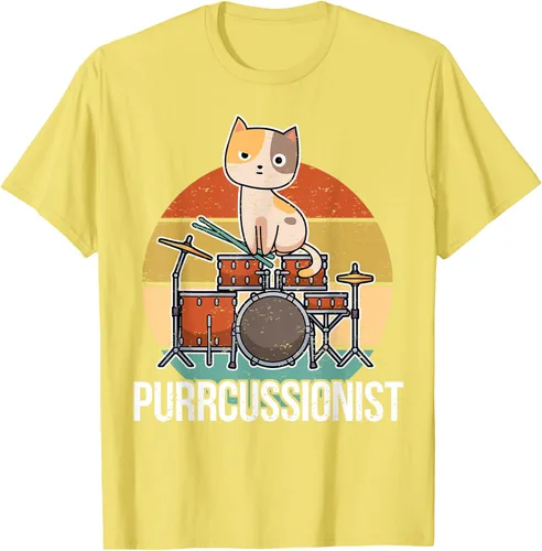 Vista 45 de Funny Percussion Drummer Drumming Drums Saying I Kitten Cat Camiseta, Negro, S