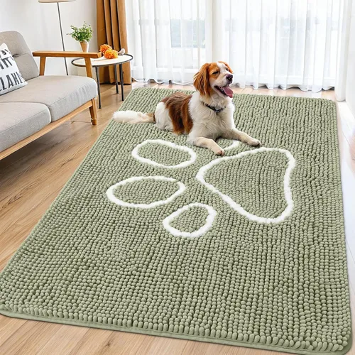 Vista 137 de Smiry Tapete para puerta de perro para patas fangosas, absorbente y Gris y negro