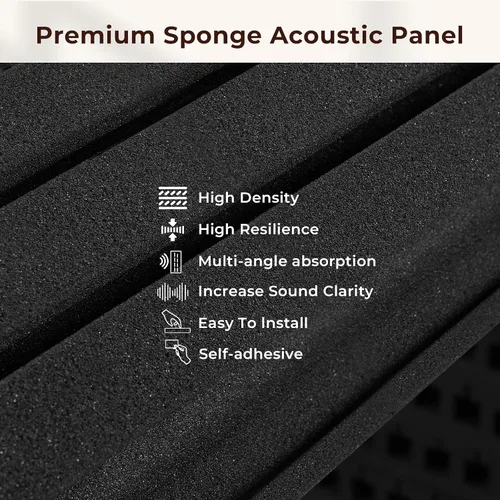Vista 2 de Vangoa Paquete de 12 paneles acústicos autoadhesivos a prueba de sonido para paredes de 12 x 12 x 2 pulgadas, espuma absorbente de sonido