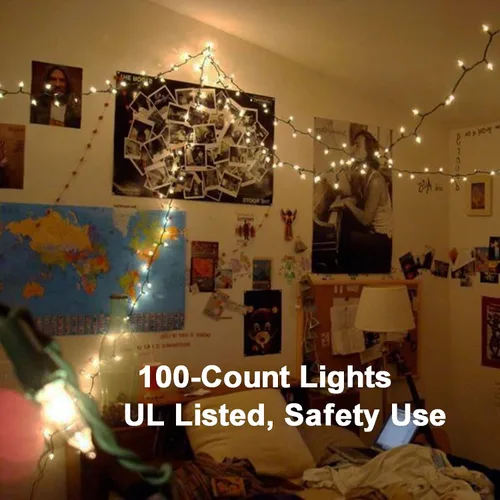 Vista 5 de Brizled Luces de Navidad transparentes de color blanco cálido conectables, 21 pies, 100 unidades, mini luces incandescentes enchufables, luces