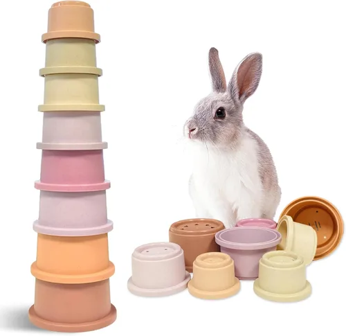 Vista 8 de 8 tazas apilables para conejo, juguetes de conejo reutilizables de Colorido
