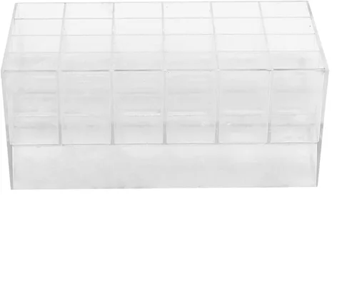 Vista 5 de Haofy 24 rejillas transparentes para lápiz labial, organizador de maquillaje y cosméticos, caja de almacenamiento de maquillaje, esmalte de uñas