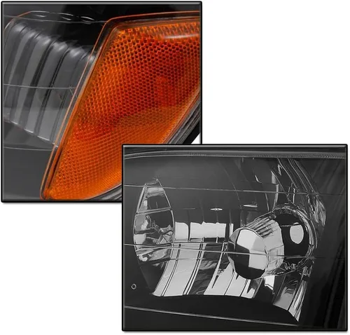 Vista 3 de Faros delanteros negros de repuesto compatibles con Toyota Tundra Regular/Access Cab 2000-2004