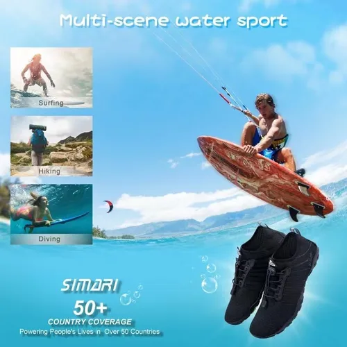 Vista 7 de Simari Zapatos de agua para mujer, hombre, natación, playa, piscina, deportes acuáticos, secado rápido, estilo descalzo, buceo, surf y caminar