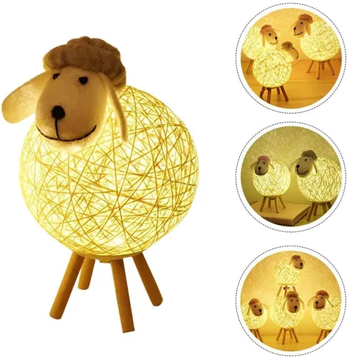Vista 6 de JOEBO Lámpara de noche de alpaca, lámpara de escritorio, lámpara de lectura, mesa de cama ajustable, luz decorativa de oveja, lámpara de noche