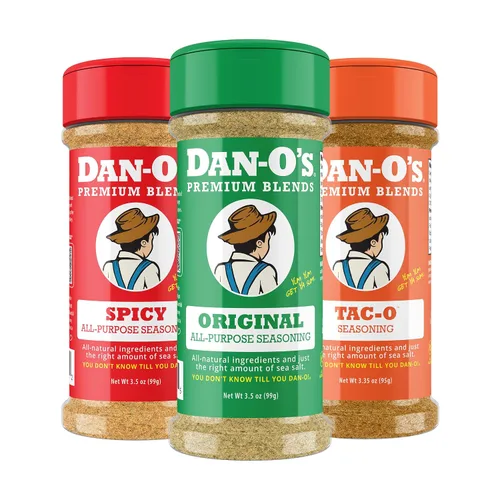 Vista 9 de Dan-O's Set de Condimentos de 3 Botellas, Botellas Pequeñas, Pack de 3, Incluye Condimentos Original, Cajun y Italian-O, Sin Azúcar, Cero Calorías