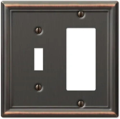Vista 30 de Amerelle 149DDB - Placa de pared Chelsea, 1 Duplex, acero, bronce envejecido, 1 paquete