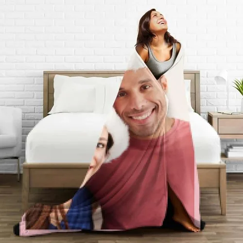 Vista 4 de Manta personalizada con fotos, texto, fotos personalizadas, mantas para adultos y niños, cumpleaños familiar, 1 foto, 50 x 40 pulgadas
