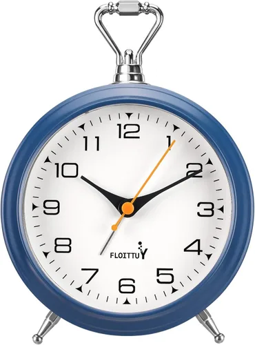 Vista 8 de FLOITTUY Reloj despertador de metal analógico retro antiguo de 4.5 pulgadas, funciona con pilas, reloj de noche silencioso, reloj vintage colgante