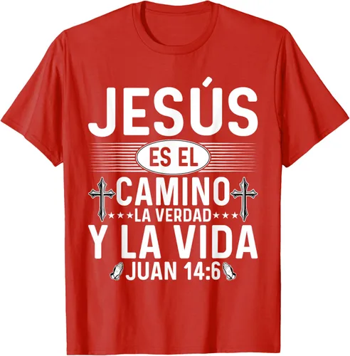 Vista 53 de Camisetas Cristianas en español Versículos Biblia Juan 14:6 Camiseta, Negro, S