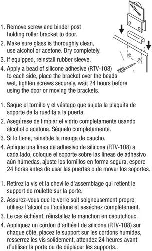 Vista 3 de Prime-Line M 6145 - Conjunto de rodillos de aluminio para puerta de ducha sin marco, rueda redonda de plástico de 3/4 pulgadas, se adapta a vidrio