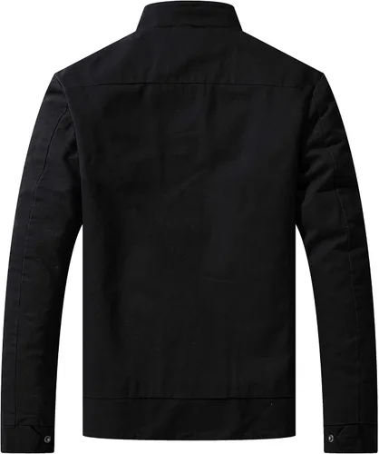 Vista 2 de WenVen Chaqueta militar de algodón de primavera para hombre, abrigo de campo de lona ligera casual