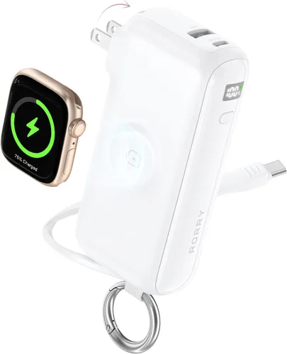 Vista 15 de RORRY Flow Cargador portátil 10000mAh 40W Enchufe de pared Banco de energía Rosa