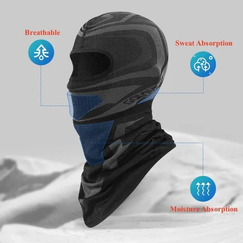 Vista 4 de Máscara de esquí pasamontañas de invierno para hombres y mujeres, para clima frío, protección contra el viento, equipo para esquí, snowboard, paseo