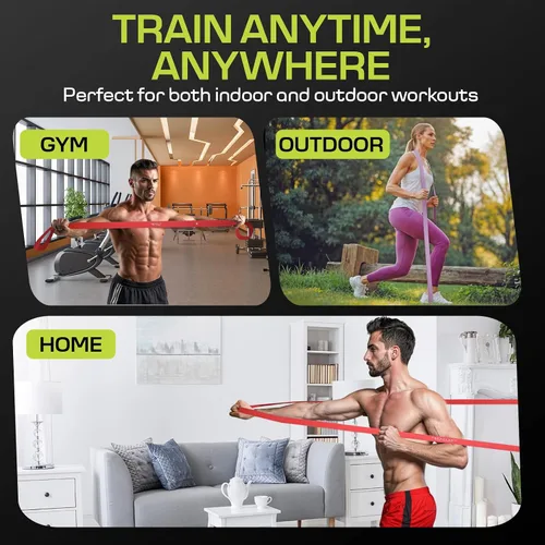 Vista 6 de Bandas de resistencia de tela para hacer ejercicio – 5 niveles de fuerza desde extra ligera hasta extra pesada – Bandas de entrenamiento gruesas