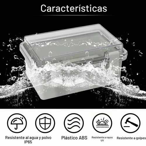 Vista 5 de Caja de conexiones IP65 impermeable carcasa de plástico ABS con cubierta transparente de PC con bisagras, caja de proyectos eléctricos con placa