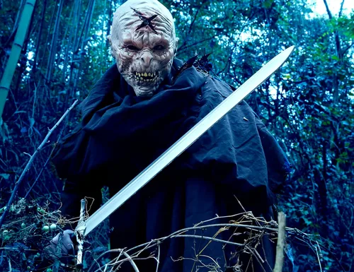 Vista 7 de Máscara de cabeza de monstruo zombi de látex X para Halloween, maquillaje y accesorios de disfraces LARP