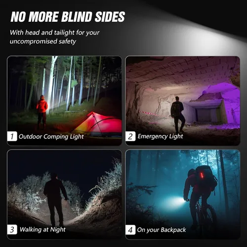 Vista 8 de WGGE Juego de luces recargables USB ultra brillantes, potente faro delantero y trasero para bicicleta, fácil de instalar para montar por la noche