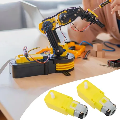 Vista 4 de Antrader Motor de engranajes de doble eje 3-6V TT Motor para robot de coche inteligente, paquete de 6 (forma de I)