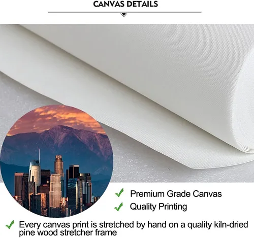 Vista 6 de iKNOW FOTO Lienzo de paisaje urbano para pared, póster de California in Sunrise, impresiones en lienzo de arte famoso de Estados Unidos, decoración
