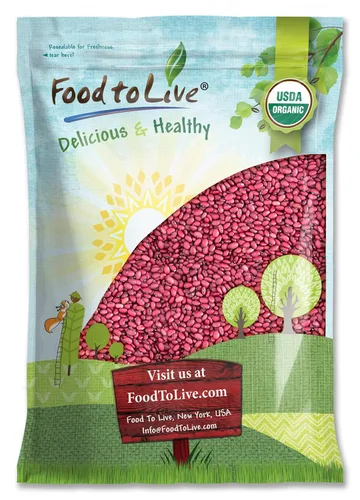 Vista 8 de Frijoles pequeños orgánicos de chile rojo, 1 libra, sin OMG, kosher, vegano, seco, crudo, germinable, no irradiado, vegano, a granel, producto