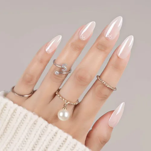 Vista 12 de 30 uñas postizas a presión de almendra, ajuste supremo y uñas de gel suave natural, 15 tamaños, kit de uñas postizas reutilizables con caja