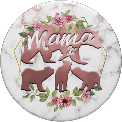 Vista 3 de Mama Bear - Soporte y agarre para teléfonos y tabletas, diseño de flores, color rosa