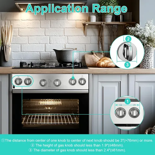 Vista 5 de Fundas de seguridad para pomo de estufa y cerradura de horno para niños y bebés, fundas para pomos de gas de tamaño universal, vista clara, fundas