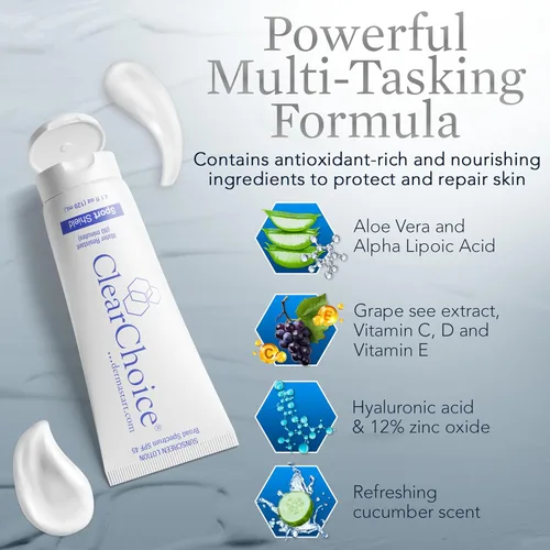 Vista 7 de Clear Choice - Protector solar para rostro SPF 45, protector solar sin aceite e hidratante ligero con óxido de zinc, seguro para arrecifes, amplio