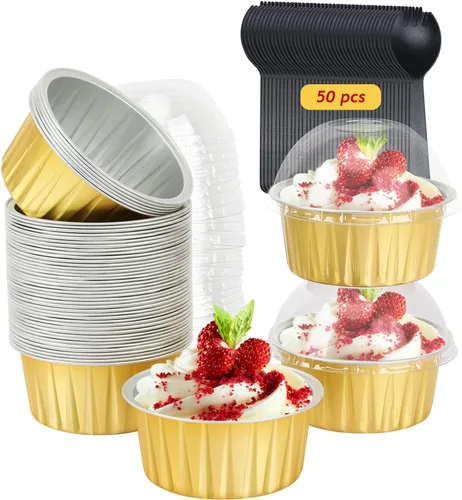 Vista 12 de Free-Air Ramequines desechables de 5 onzas con tapas de cúpula, tazas de Negro