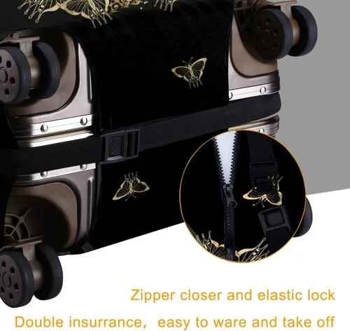 Vista 4 de Hepmant Protector de maleta de viaje para mujer afroamericana, elástica, lavable, funda de equipaje con cremallera oculta adecuada para 18-32