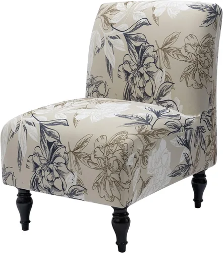 Vista 20 de Iauddy Funda para Silla de Acento Slipper sin Brazos Slipcover, Elástica de Spandex Extraíble Tela Jacquard Funda Antideslizante para Silla de Beige