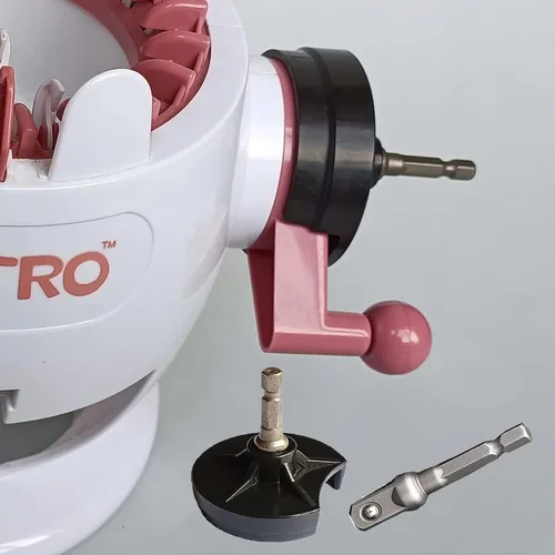 Vista 3 de Adaptadores de máquina de tejer, adaptador de corriente de punto rápido con broca de acero hexagonal, adaptador de manivela para máquina de tejer