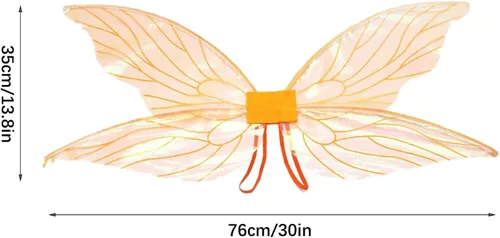 Vista 3 de Alas de hadas para niñas alas de mariposa alas de hadas brillantes transparentes para disfraz Halloween cosplay