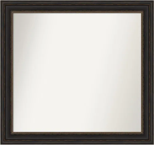 Vista 743 de Amanti Art Espejo de pared personalizado no biselado (25 x 25 pulgadas), marco de bronce acentuado, varios tamaños personalizados, espejo de baño