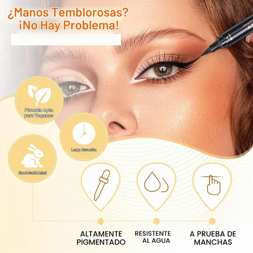 Vista 3 de docolor Sello de delineador de ojos de doble cara, lápiz delineador de ojos líquido con ala, resistente al agua, a prueba de manchas, de larga