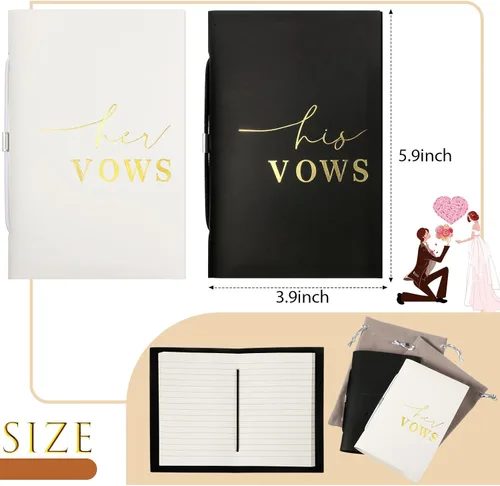 Vista 2 de 2 libros de votos de boda, para él y para ella, cuaderno de votos para boda, diario de votos de boda, libro oficial, 5.9 x 3.9 pulgadas, despedida