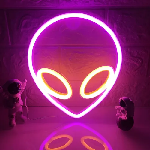 Vista 39 de Letrero de neón para decoración de pared, estético, amarillo, para dormitorio, USB/3-AA, funciona con pilas, luz nocturna para decoración de luz