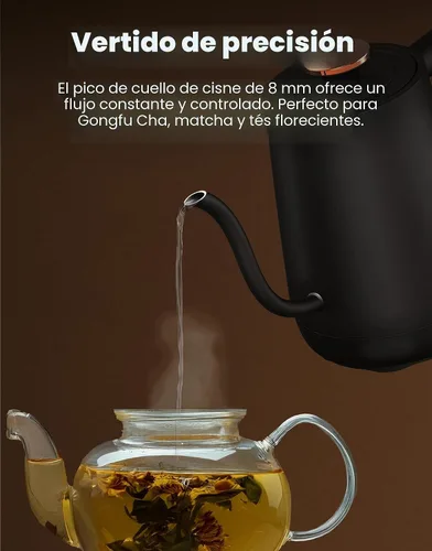 Vista 5 de Vianté - Hervidor Eléctrico de Cuello de Cisne con Control Preciso de Temperatura. Hervidor para Café y Té de Goteo. Protección Contra Hervir hasta