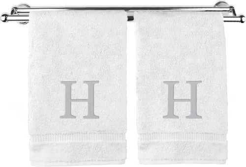 Vista 89 de Toalla de mano monogramada, regalo personalizado, juego de 2 - Toalla bordada con letra de bloque dorada - Extra absorbente 100% algodón turco