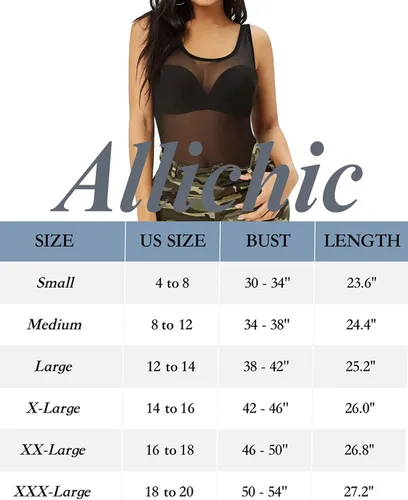 Vista 5 de Allchic Womens Sheer Mesh Tank Tops, See Through Scoop Neck Blouses, Sleeveless Sexy Tops