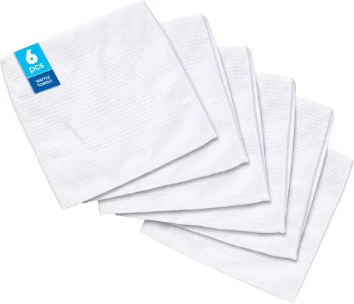 Vista 10 de Toallas de cocina de microfibra con tejido gofre, absorbentes, sin pelusas, gruesas, reutilizables, comerciales, suaves, para manos, té, vidrio Gris