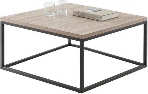Vista 11 de CENSI Mesa de centro cuadrada de 30 pulgadas, mesa central de sala de estar de roble negro y dorado, estilo moderno estilo glamuroso industrial
