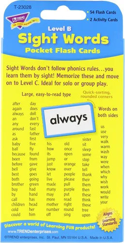 Vista 2 de Trend Enterprises: Sight Words - Tarjetas flash de bolsillo de nivel B, ideal para desarrollar habilidades y preparación de pruebas, 56 tarjetas