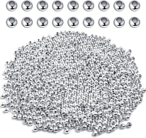 Vista 8 de Aylifu 2250 cuentas de tubo para hacer joyas, extremos redondos y sueltos, cuentas espaciadoras de metal para hacer joyas, 2 tamaños, 6