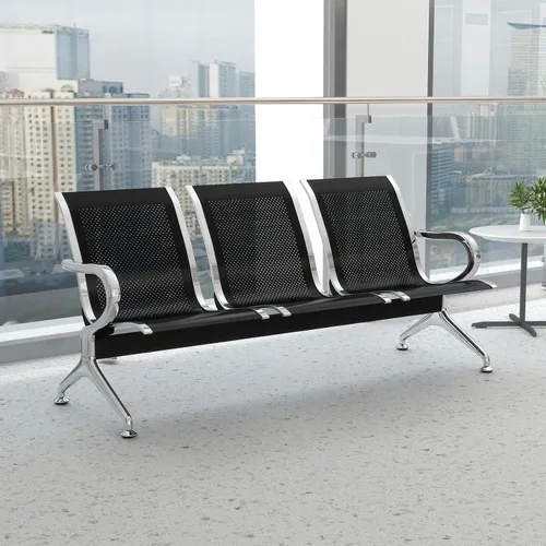 Vista 8 de KINTNESS Silla de recepción de espera - Bancos de sala de espera, silla de oficina, sillas de sala de espera resistentes con brazos de 3 asientos