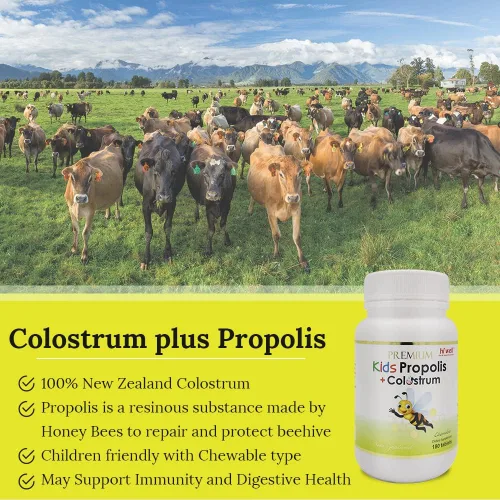 Vista 3 de Hi Well Premium Kids Propolis Plus Grass-Fed Calostro 180 Tabletas (Paquete de 2)