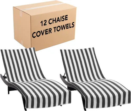 Vista 9 de Arkwright California - Funda para tumbona de playa, paquete de 2 - Toalla de algodón suave y a rayas estilo cabana con bolsillo para silla de playa